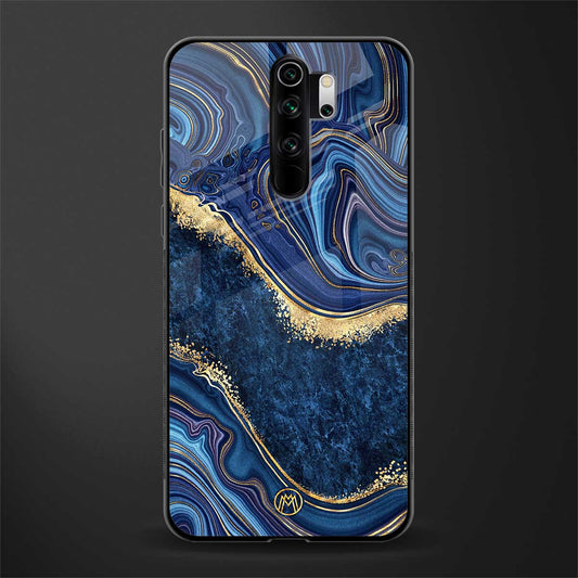 blue gold liquid marble glass case for redmi note 8 pro image