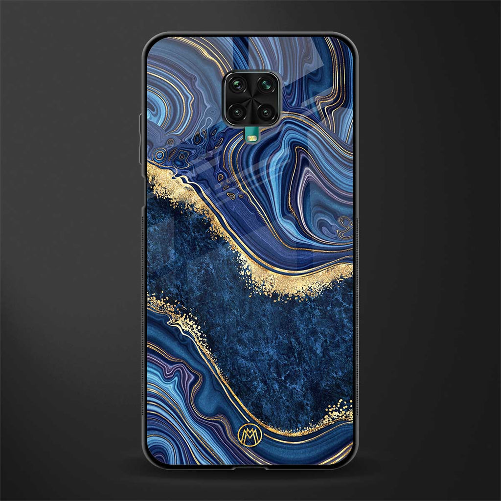 blue gold liquid marble glass case for redmi note 9 pro max image