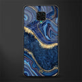 blue gold liquid marble glass case for redmi note 9 pro max image