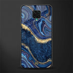 blue gold liquid marble glass case for redmi note 9 pro image