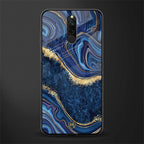 blue gold liquid marble glass case for redmi 8 image
