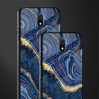 blue gold liquid marble glass case for redmi 8a image-2