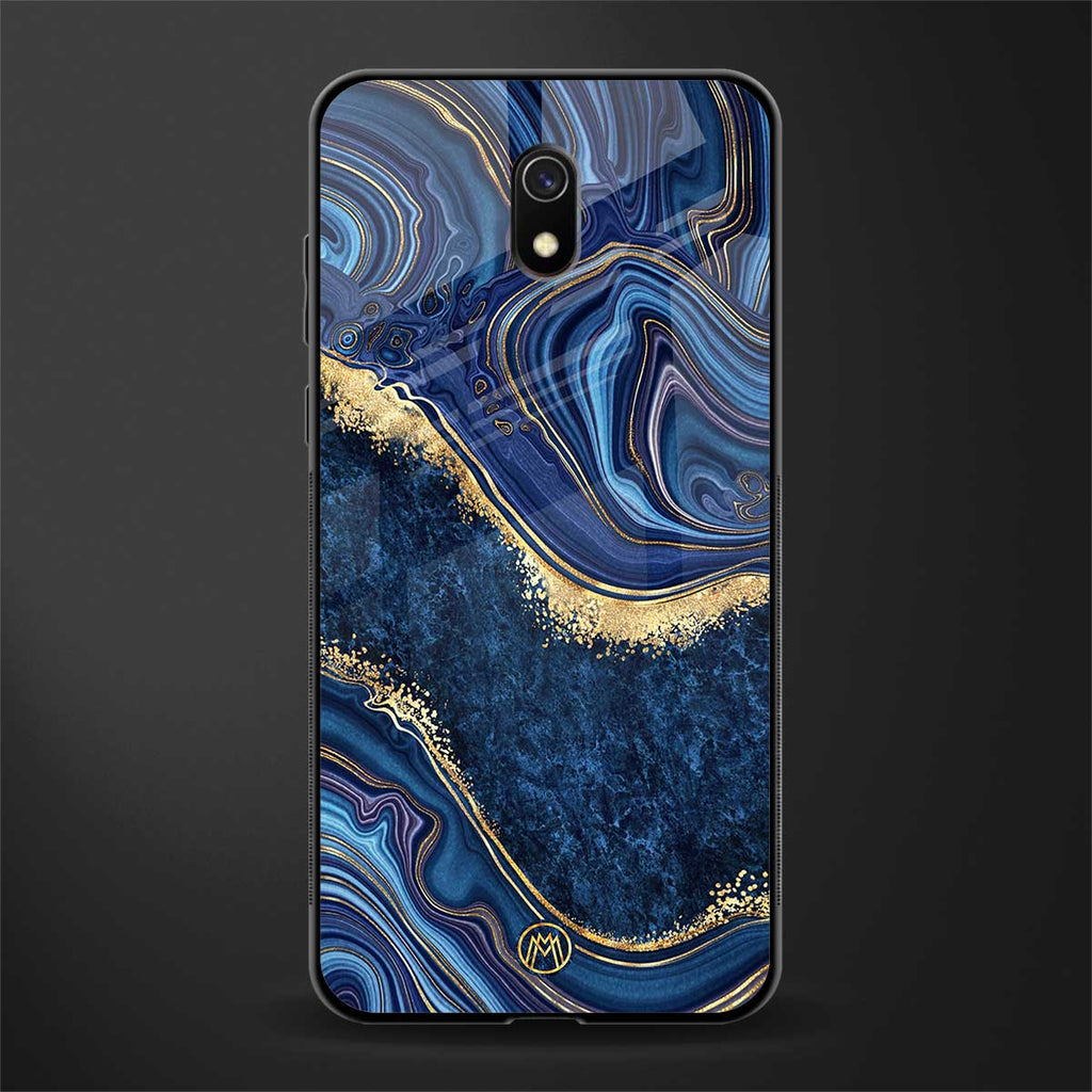 blue gold liquid marble glass case for redmi 8a image