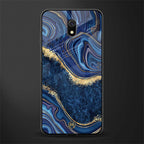 blue gold liquid marble glass case for redmi 8a image