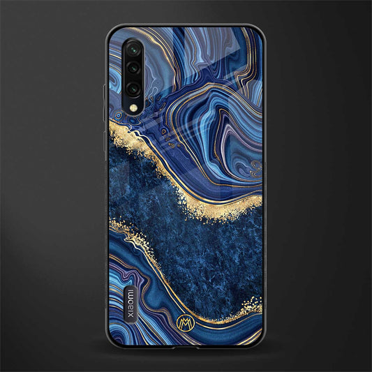 blue gold liquid marble glass case for mi a3 redmi a3 image