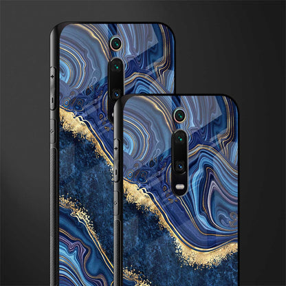 blue gold liquid marble glass case for redmi k20 image-2