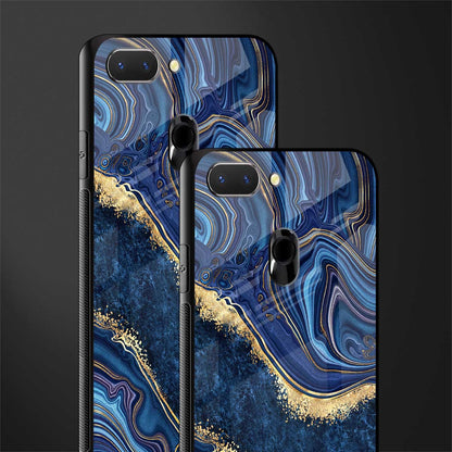 blue gold liquid marble glass case for oppo a5 image-2