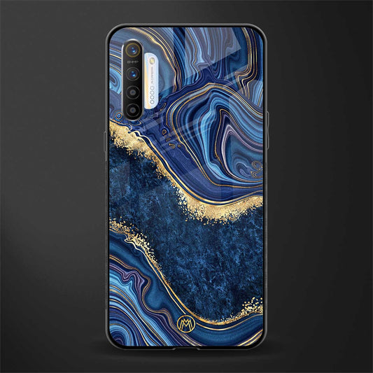blue gold liquid marble glass case for realme xt image