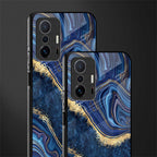 blue gold liquid marble glass case for mi 11t pro 5g image-2
