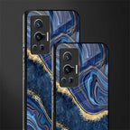 blue gold liquid marble glass case for vivo x70 pro image-2