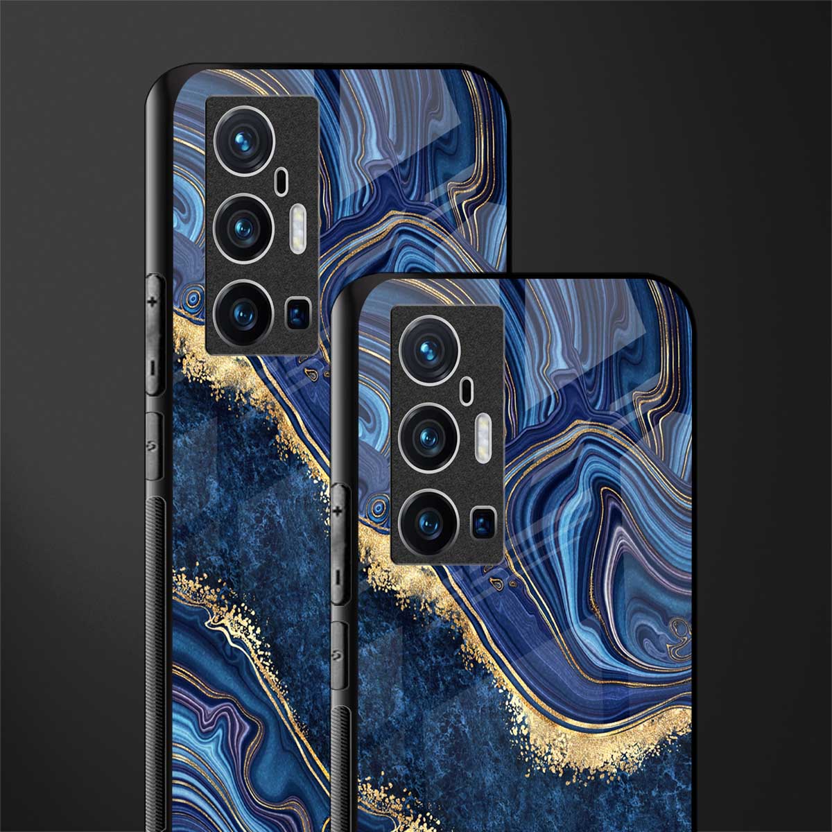 blue gold liquid marble glass case for vivo x70 pro plus image-2