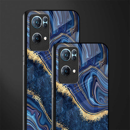 blue gold liquid marble glass case for oppo reno7 pro 5g image-2
