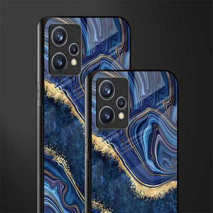 blue gold liquid marble glass case for realme 9 4g image-2