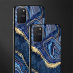 blue gold liquid marble glass case for samsung galaxy s10 lite image-2