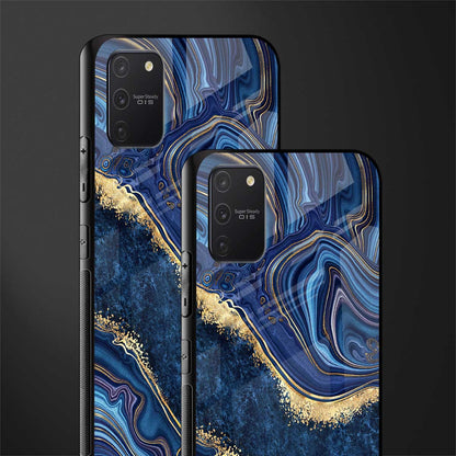 blue gold liquid marble glass case for samsung galaxy a91 image-2
