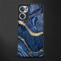 blue gold liquid marble glass case for oneplus nord ce 2 5g image