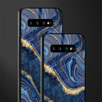 blue gold liquid marble glass case for samsung galaxy s10 plus image-2