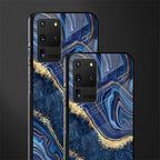 blue gold liquid marble glass case for samsung galaxy s20 ultra image-2