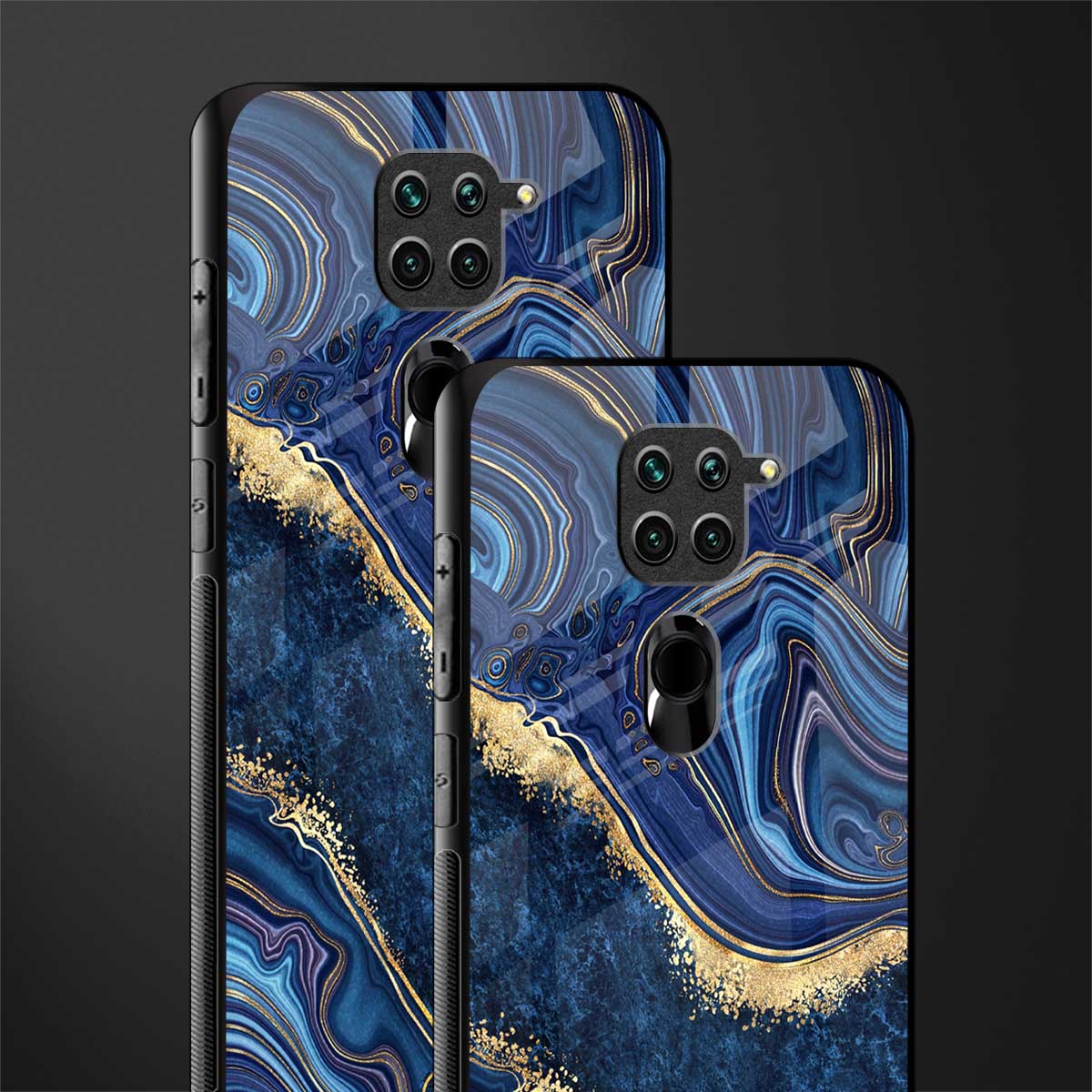 blue gold liquid marble glass case for redmi note 9 image-2