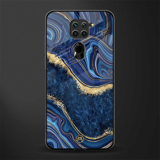 blue gold liquid marble glass case for redmi note 9 image