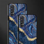 blue gold liquid marble glass case for realme 7 image-2