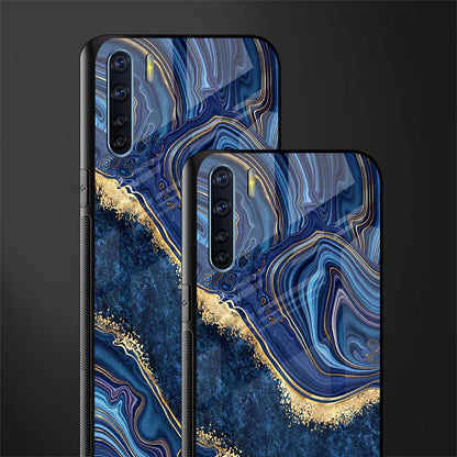 blue gold liquid marble glass case for oppo f15 image-2