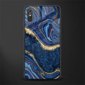 blue gold liquid marble glass case for redmi 9a image