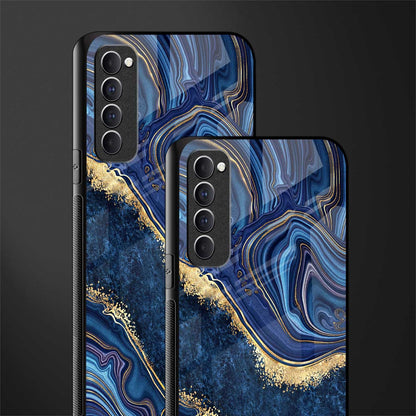 blue gold liquid marble glass case for oppo reno 4 pro image-2