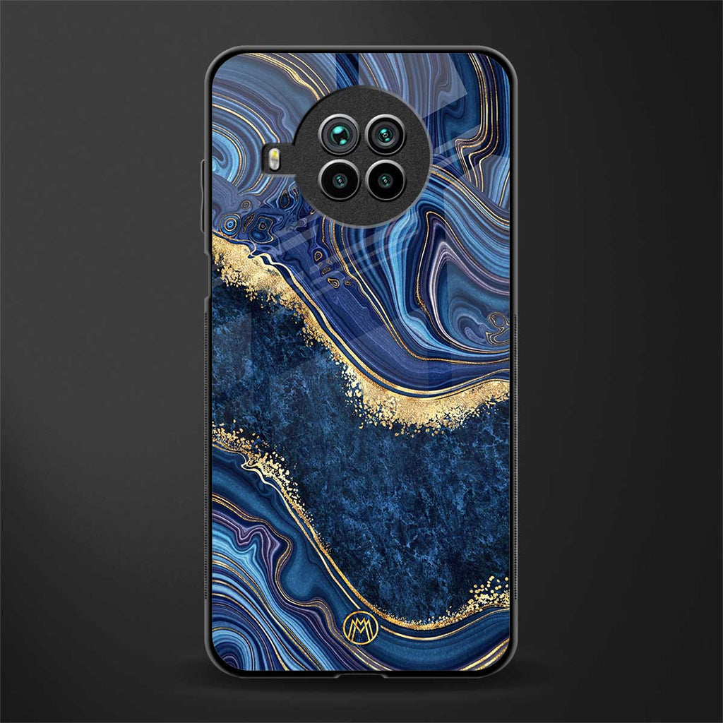 blue gold liquid marble glass case for mi 10i image
