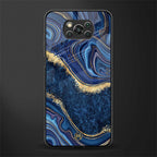 blue gold liquid marble glass case for poco x3 image