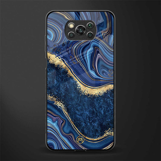 blue gold liquid marble glass case for poco x3 image