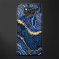 blue gold liquid marble glass case for poco x3 pro image