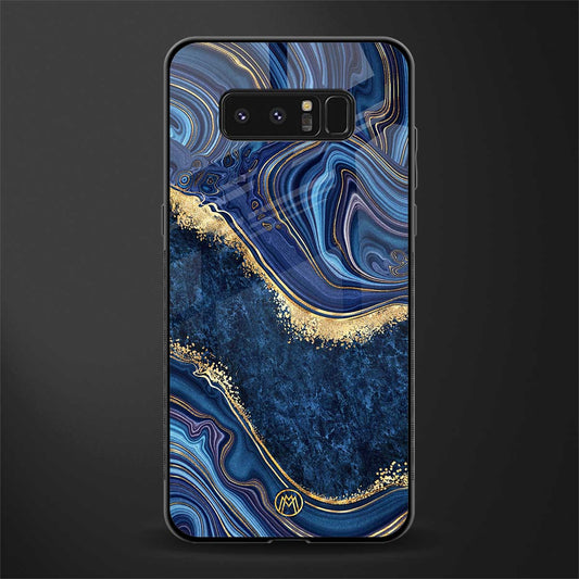 blue gold liquid marble glass case for samsung galaxy note 8 image