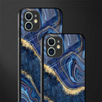 blue gold liquid marble glass case for iphone 11 image-2