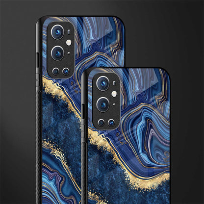 blue gold liquid marble glass case for oneplus 9 pro image-2