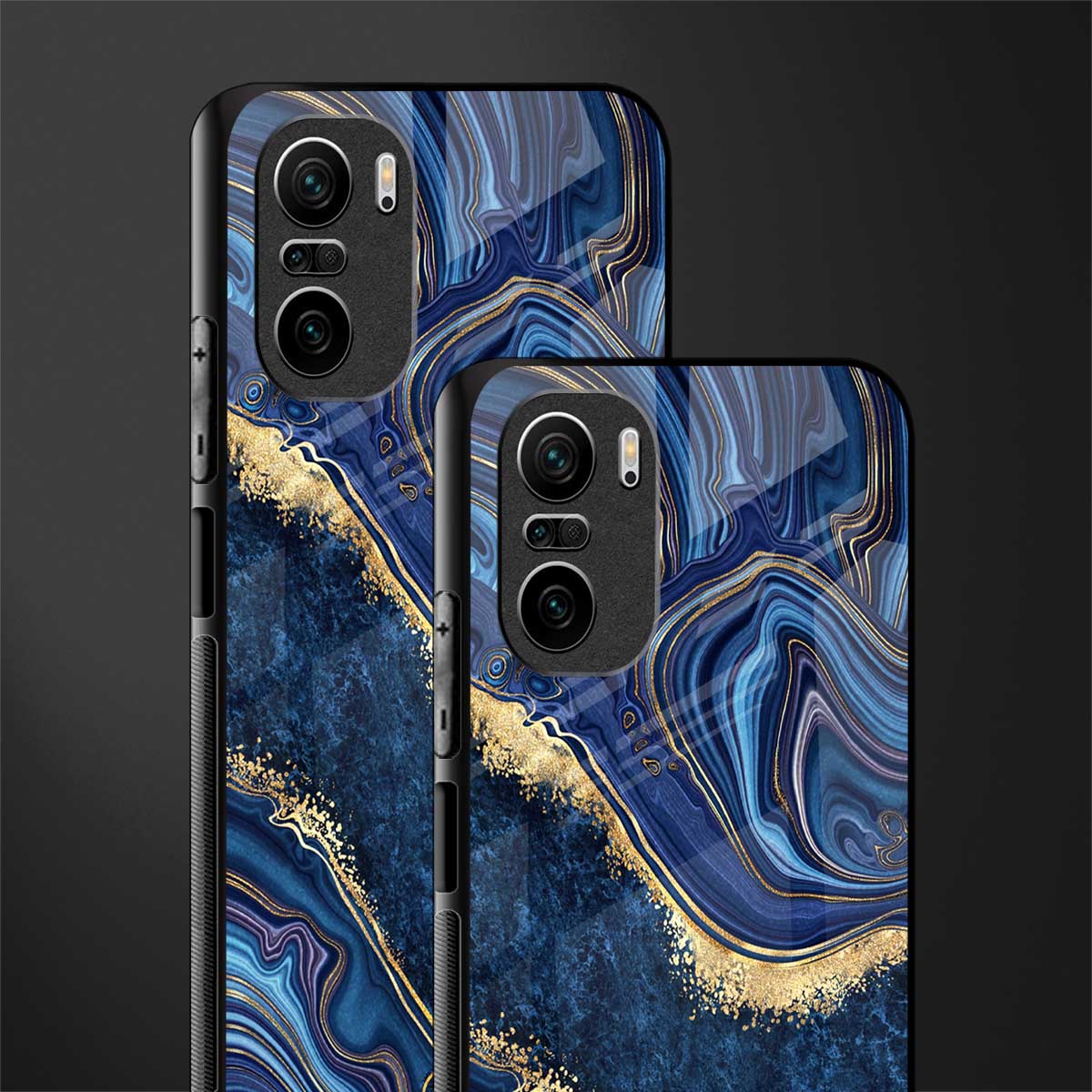 blue gold liquid marble glass case for mi 11x 5g image-2