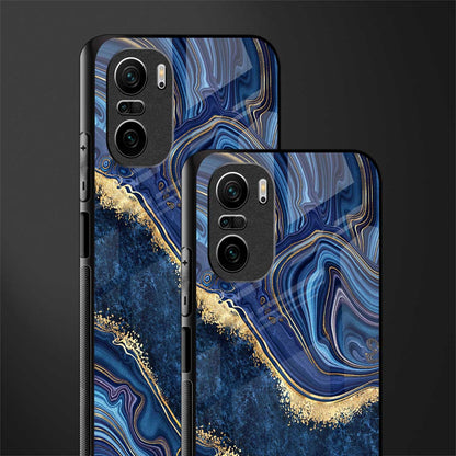 blue gold liquid marble glass case for mi 11x 5g image-2