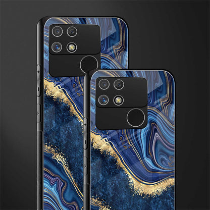 blue gold liquid marble back phone cover | glass case for realme narzo 50a