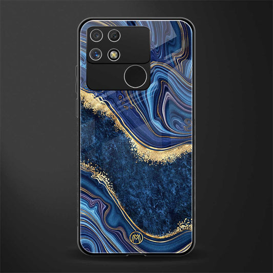 blue gold liquid marble back phone cover | glass case for realme narzo 50a