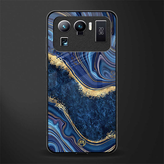 blue gold liquid marble glass case for mi 11 ultra 5g image