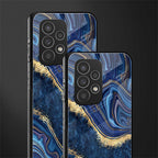 blue gold liquid marble back phone cover | glass case for samsung galaxy a23