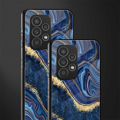 blue gold liquid marble back phone cover | glass case for samsung galaxy a53 5g