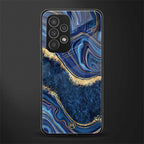 blue gold liquid marble back phone cover | glass case for samsung galaxy a53 5g