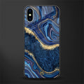 blue gold liquid marble glass case for iphone xs image