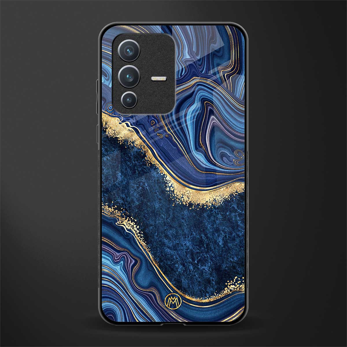 blue gold liquid marble glass case for vivo v23 5g image