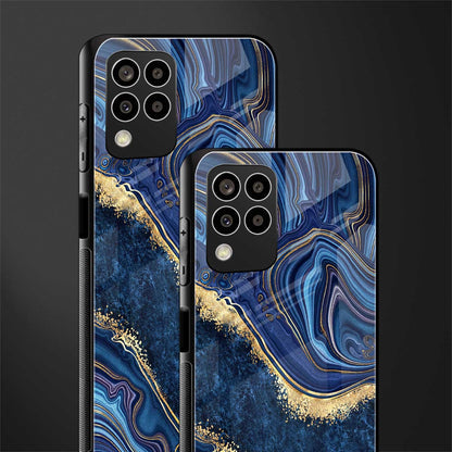 blue gold liquid marble back phone cover | glass case for samsung galaxy m33 5g
