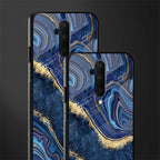 blue gold liquid marble glass case for oneplus 7t pro image-2
