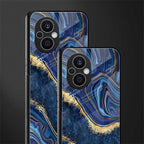 blue gold liquid marble back phone cover | glass case for oppo f21 pro 5g