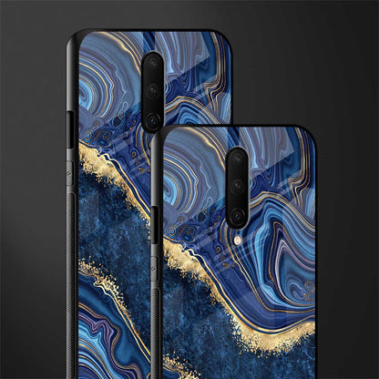 blue gold liquid marble glass case for oneplus 7 pro image-2
