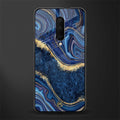 blue gold liquid marble glass case for oneplus 7 pro image
